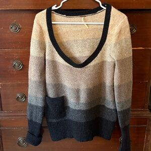 Free People low scoop neck Sweater - Brown and Black